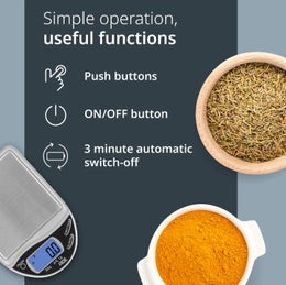 ADE mini keitti&ouml;vaaka | valaistu n&auml;ytt&ouml; | tarkkuus 0,1 g | max. 300 g